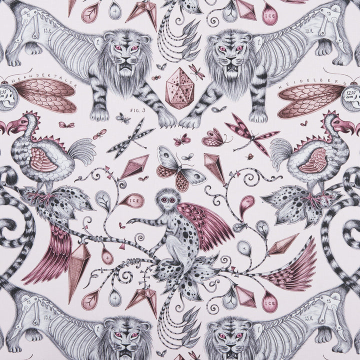 Extinct Pink by Clarke And Clarke Fabric ANIMALIA BY EMMA J SHIPLEY FOR C&C COTTON - 100% United Kingdom HEAVY Horizontal: 27.17 and Vertical: 22.24 54 - Fabric Carolina -