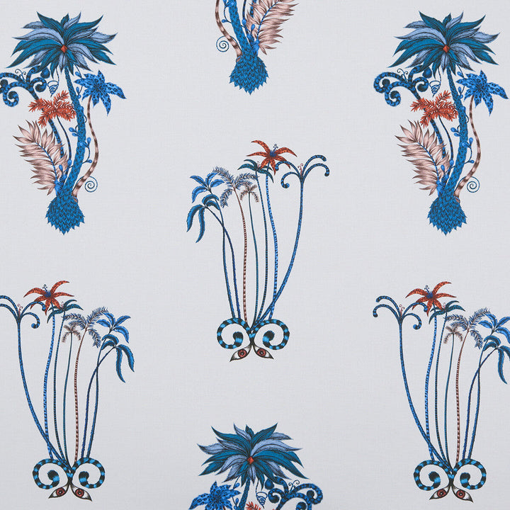 Jungle Palms Blue by Clarke And Clarke Designer Fabric ANIMALIA BY EMMA J SHIPLEY FOR C&C COTTON - 100% United Kingdom HEAVY Horizontal: 18.11 and Vertical: 26.18 54 - Swanky Fabrics -
