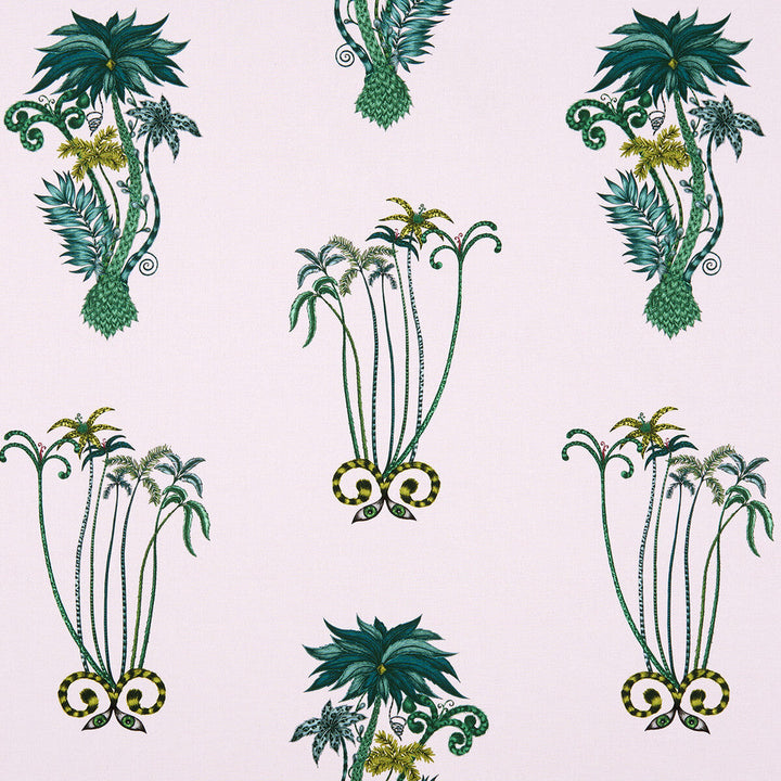 Jungle Palms Pink by Clarke And Clarke Designer Fabric ANIMALIA BY EMMA J SHIPLEY FOR C&C COTTON - 100% United Kingdom HEAVY Horizontal: 18.11 and Vertical: 26.18 54 - Swanky Fabrics -