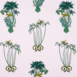 Jungle Palms Pink by Clarke And Clarke Fabric