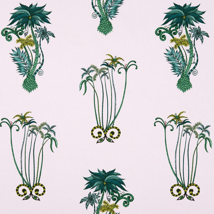 Jungle Palms Pink by Clarke And Clarke Fabric ANIMALIA BY EMMA J SHIPLEY FOR C&C COTTON - 100% United Kingdom HEAVY Horizontal: 18.11 and Vertical: 26.18 54 - Fabric Carolina -