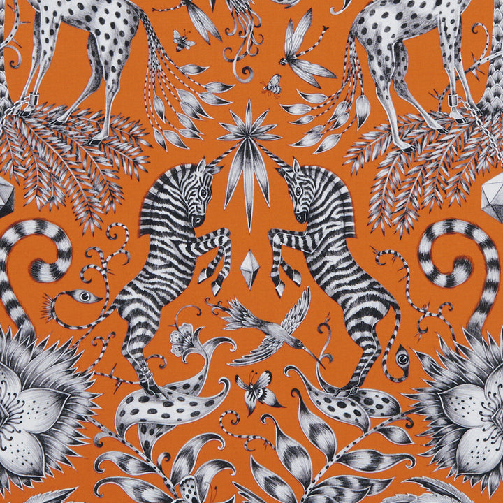 Kruger Flame by Clarke And Clarke Fabric ANIMALIA BY EMMA J SHIPLEY FOR C&C COTTON - 100% United Kingdom HEAVY Horizontal: 13.58 and Vertical: 22.44 54 - Fabric Carolina -