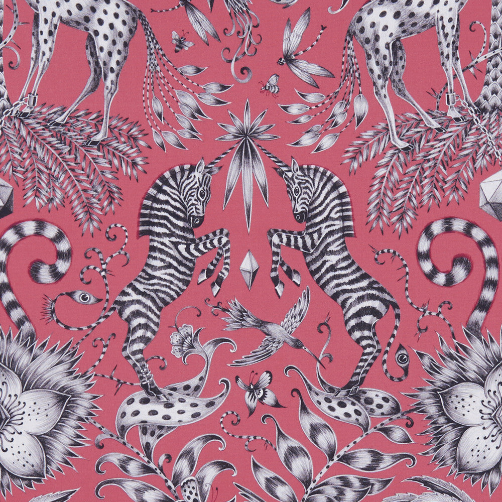 Kruger Magenta by Clarke And Clarke Fabric ANIMALIA BY EMMA J SHIPLEY FOR C&C COTTON - 100% United Kingdom HEAVY Horizontal: 13.58 and Vertical: 22.44 54 - Fabric Carolina -