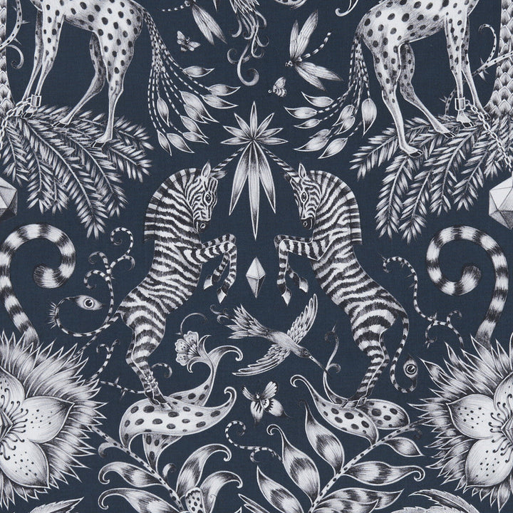 Kruger Navy by Clarke And Clarke Fabric Clarke And Clarke Fabric Kruger NavyFabric ANIMALIA BY EMMA J SHIPLEY FOR C&C COTTON - 100% United Kingdom </p><p>Repeat: H: 13.58, V: 22.44 54 - Fabric Carolina -