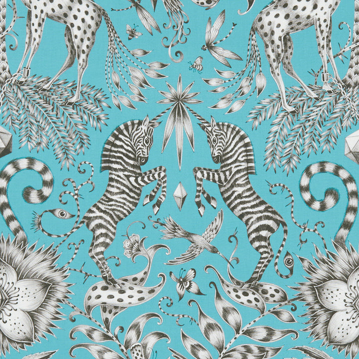 Kruger Teal by Clarke And Clarke Fabric ANIMALIA BY EMMA J SHIPLEY FOR C&C COTTON - 100% United Kingdom HEAVY Horizontal: 13.58 and Vertical: 22.44 54 - Fabric Carolina -