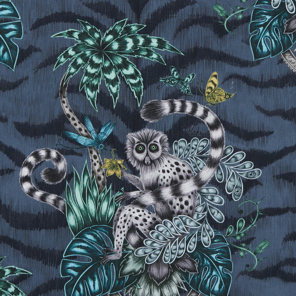 Lemur Navy by Clarke And Clarke Fabric Clarke And Clarke Fabric Lemur NavyFabric ANIMALIA BY EMMA J SHIPLEY FOR C&C COTTON - 100% United Kingdom </p><p>Repeat: H: 18.11, V: 21.65 54 - Fabric Carolina -