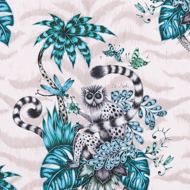 Lemur Pink by Clarke And Clarke Designer Fabric ANIMALIA BY EMMA J SHIPLEY FOR C&C COTTON - 100% United Kingdom HEAVY Horizontal: 18.11 and Vertical: 21.65 54 - Swanky Fabrics -