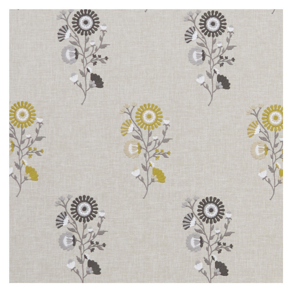 Arla Chartreuse/Charcoal by Clarke And Clarke Fabric CLARKE & CLARKE OSLO POLYESTER - 52%;COTTON - 48% India Horizontal: 8.46 and Vertical: 12.4 54 - Fabric Carolina -