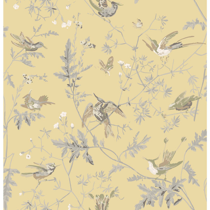 Hummingbirds Gld/Sft Grey by Cole & Son Fabric COLE & SON CONTEMPORARY FABRICS SILK - 100% India - Horizontal: 25 and Vertical: 22.65 50 - Fabric Carolina -