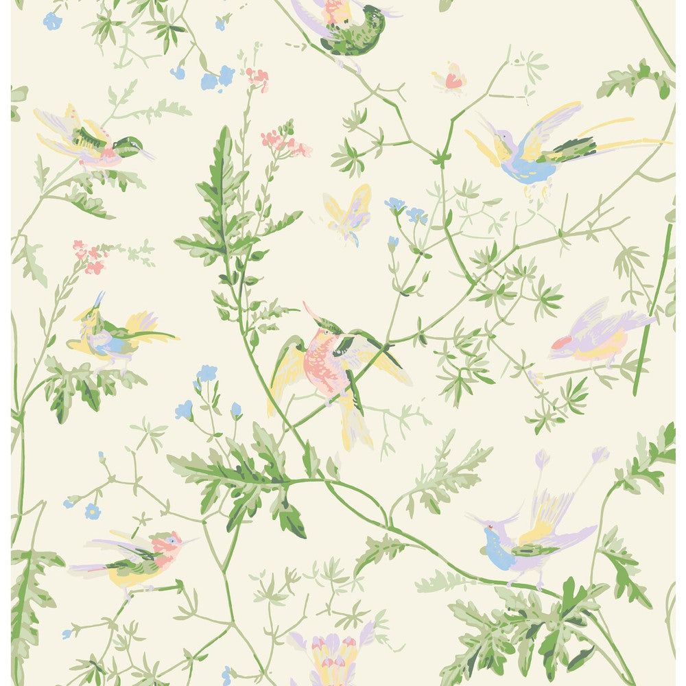 Hummingbirds Bright Multi by Cole & Son Fabric COLE & SON CONTEMPORARY FABRICS SILK - 100% India Horizontal: 25 and Vertical: 22.65 50 - Fabric Carolina -