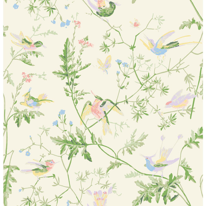 Hummingbirds Bright Multi by Cole & Son Fabric COLE & SON CONTEMPORARY FABRICS SILK - 100% India Horizontal: 25 and Vertical: 22.65 50 - Fabric Carolina -