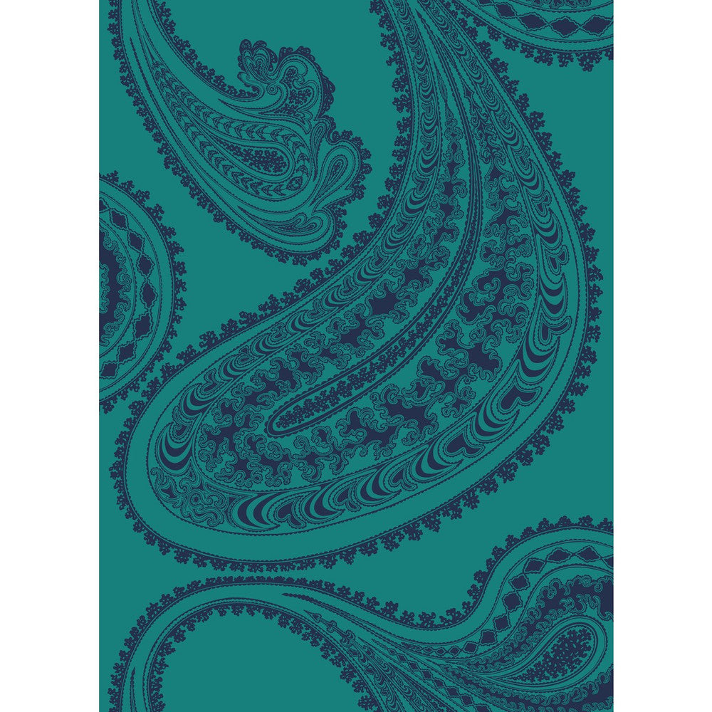 Rajapur Ink On Petrol by Cole & Son Fabric COLE & SON CONTEMPORARY FABRICS COTTON - 66%;VISCOSE - 31%;POLYESTER - 3% Italy HEAVY Horizontal: 17.45 and Vertical: 24 52.36 - Fabric Carolina -