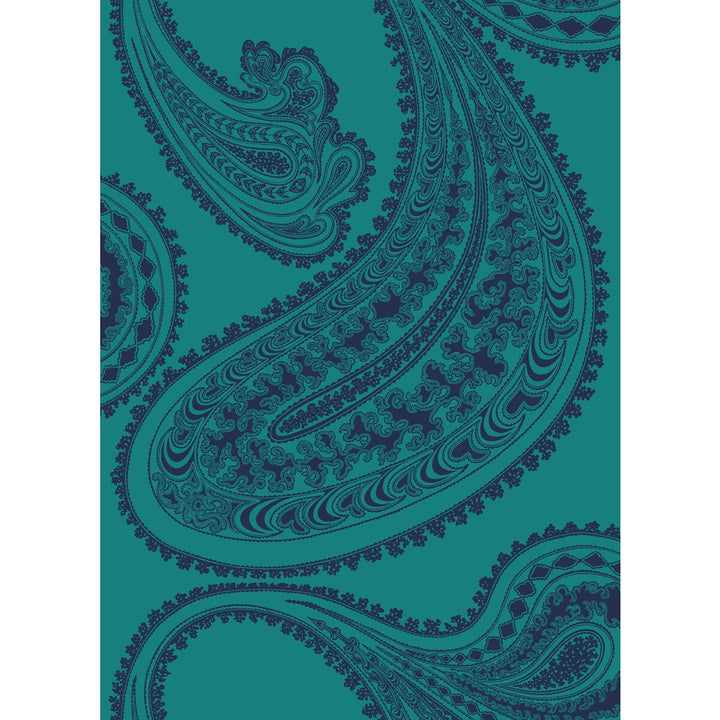 Rajapur Ink On Petrol by Cole & Son Fabric COLE & SON CONTEMPORARY FABRICS COTTON - 66%;VISCOSE - 31%;POLYESTER - 3% Italy HEAVY Horizontal: 17.45 and Vertical: 24 52.36 - Fabric Carolina -