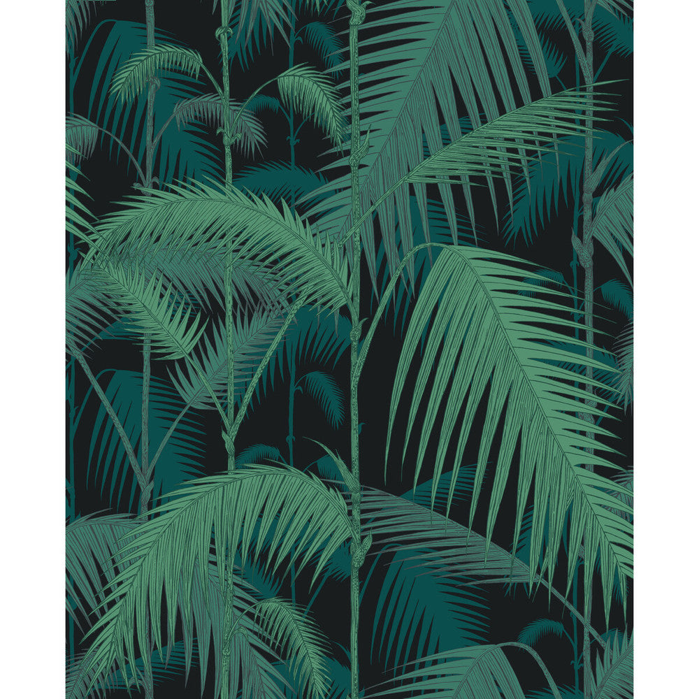 Palm Jungle Viri/Pet On Blk by Cole & Son Fabric COLE & SON CONTEMPORARY FABRICS COTTON - 66%;VISCOSE - 31%;POLYESTER - 3% United Kingdom HEAVY Horizontal: 17.3 and Vertical: 22 52.3 - Fabric Carolina -