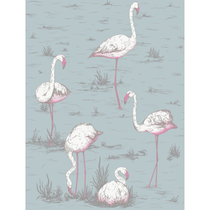 Flamingos Wht/Fuch On Sfoam by Cole & Son Designer Fabric COLE & SON CONTEMPORARY FABRICS LINEN - 53%;COTTON - 35%;NYLON - 12% United Kingdom MEDIUM Horizontal: 17.9 and Vertical: 23.7 53.9 - Swanky Fabrics -