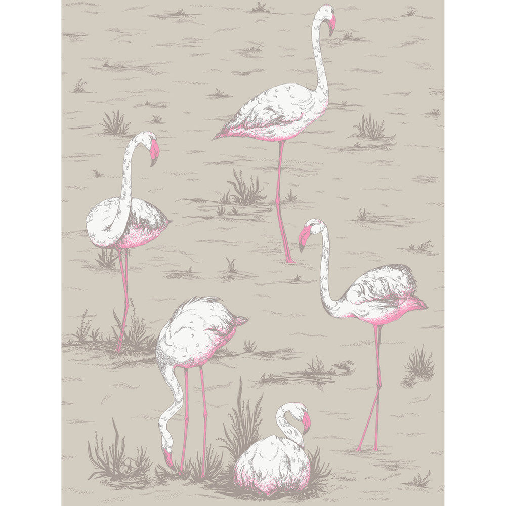 Flamingos Wht/Fuch On Tup by Cole & Son Fabric COLE & SON CONTEMPORARY FABRICS LINEN - 53%;COTTON - 35%;NYLON - 12% United Kingdom - Horizontal: 17.9 and Vertical: 23.7 53.9 - Fabric Carolina -