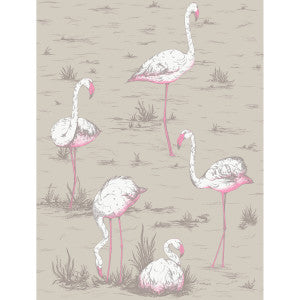 Flamingos Wht/Fuch On Tup by Cole & Son Fabric