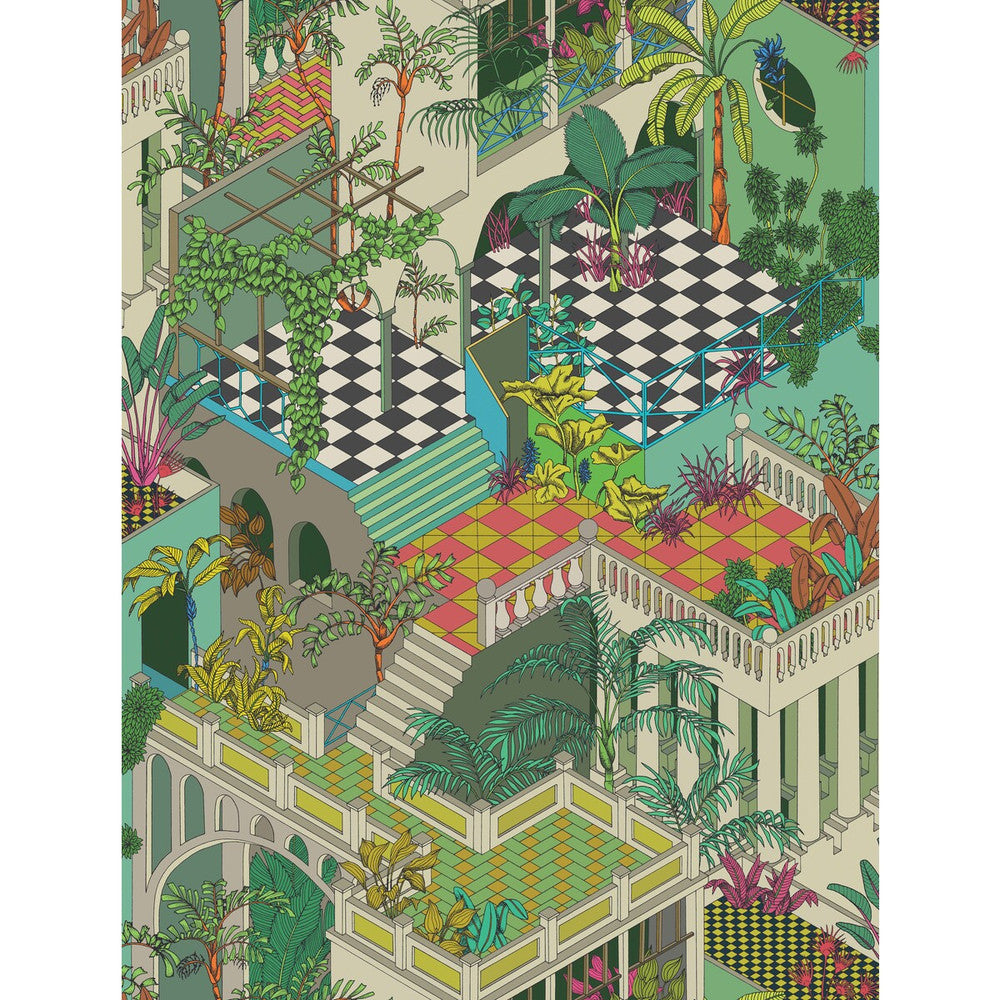 Miami Olivegreen Multi by Cole & Son Fabric COLE & SON CONTEMPORARY FABRICS COTTON - 100% Italy HEAVY Horizontal: 28.94 and Vertical: 38.2 57.87 - Fabric Carolina -