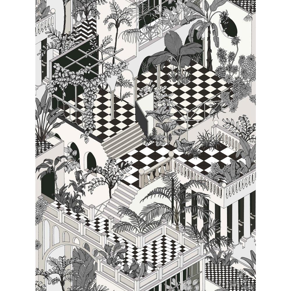 Miami Blk Wht by Cole & Son Fabric COLE & SON CONTEMPORARY FABRICS COTTON - 100% Italy HEAVY Horizontal: 28.94 and Vertical: 38.2 57.87 - Fabric Carolina -