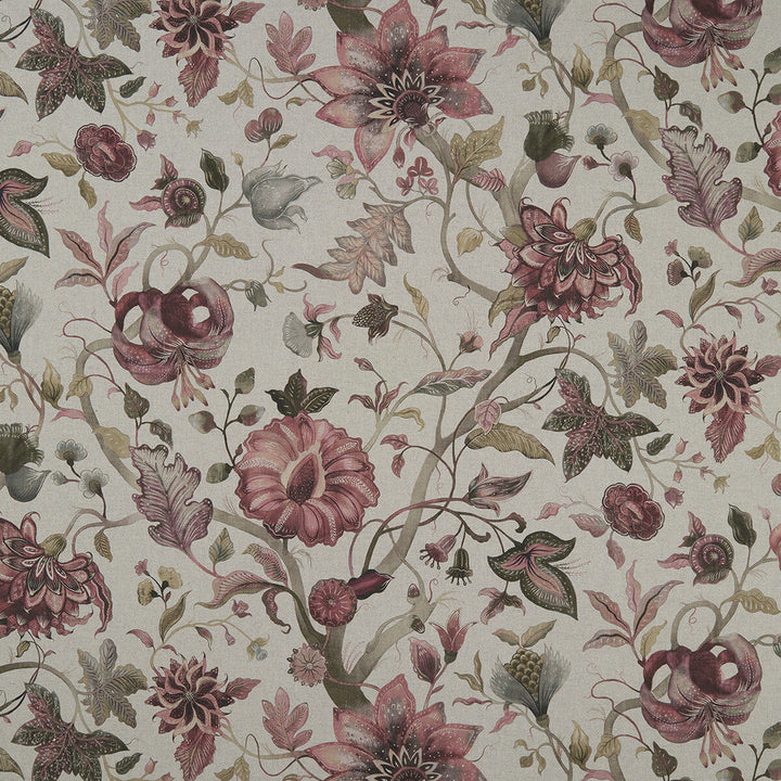 Delilah Culla Winterberry/Linen by Clarke And Clarke Designer Fabric CLARKE & CLARKE COUNTRY GARDEN COTTON - 80%;POLYESTER - 20% Spain MEDIUM Horizontal: - and Vertical: - 54.375 - Swanky Fabrics -