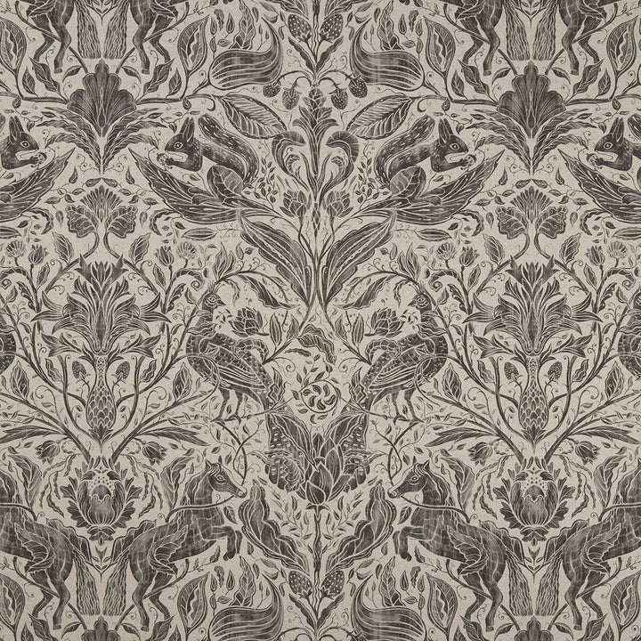 Forest Trail Charcoal by Clarke And Clarke Fabric CLARKE & CLARKE COUNTRY GARDEN COTTON - 80%;POLYESTER - 20% Spain MEDIUM Horizontal: 26.97 and Vertical: 34.65 54 - Fabric Carolina -