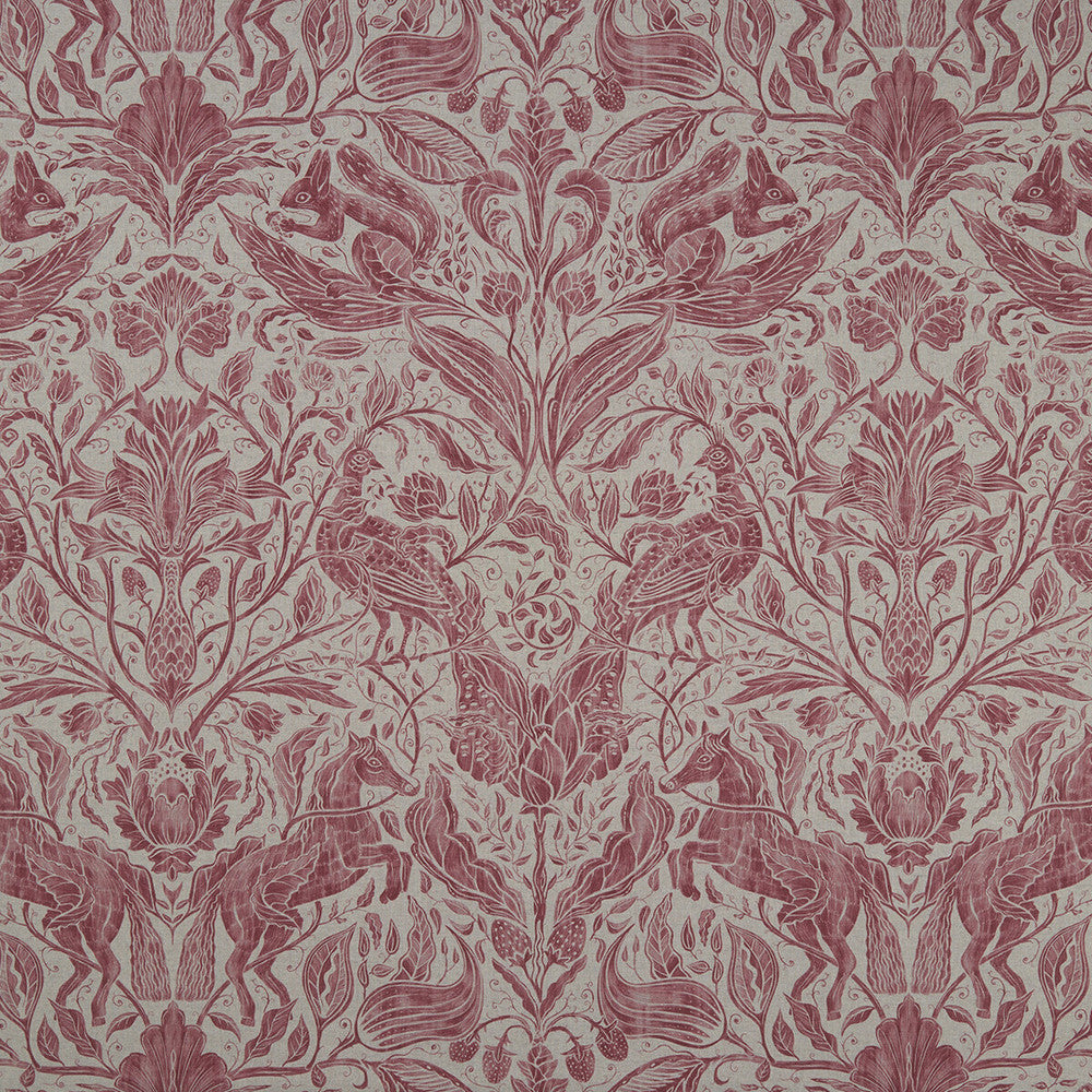 Forest Trail Raspberry by Clarke And Clarke Fabric CLARKE & CLARKE COUNTRY GARDEN COTTON - 80%;POLYESTER - 20% Spain MEDIUM Horizontal: 26.97 and Vertical: 34.65 54 - Fabric Carolina -