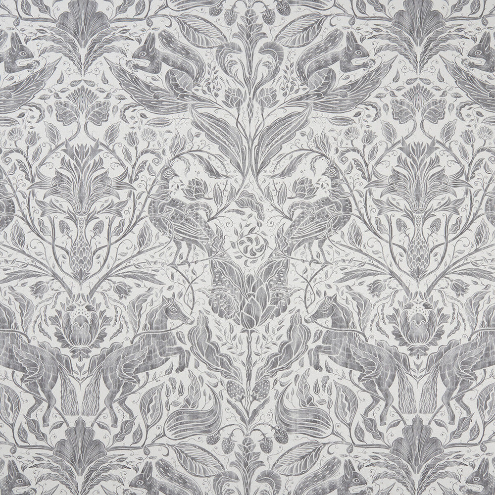 Forest Trail Smoke by Clarke And Clarke Designer Fabric CLARKE & CLARKE COUNTRY GARDEN COTTON - 100% Spain MEDIUM Horizontal: 26.97 and Vertical: 34.65 54 - Swanky Fabrics -
