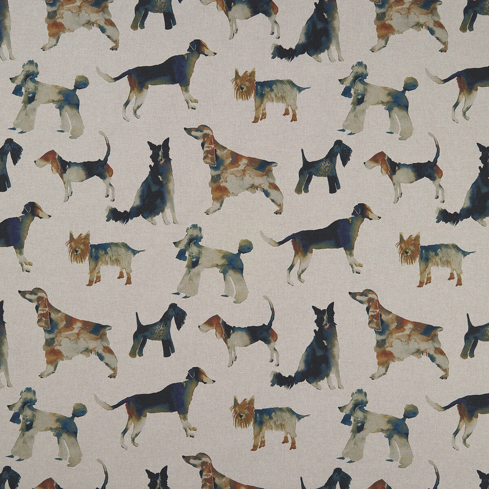 Walkies Linen by Clarke And Clarke Fabric CLARKE & CLARKE COUNTRY GARDEN COTTON - 80%;POLYESTER - 20% Spain MEDIUM Horizontal: 26.97 and Vertical: 26.77 54 - Fabric Carolina -