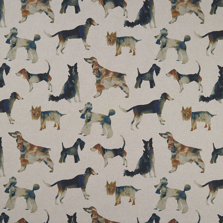 Walkies Linen by Clarke And Clarke Fabric CLARKE & CLARKE COUNTRY GARDEN COTTON - 80%;POLYESTER - 20% Spain MEDIUM Horizontal: 26.97 and Vertical: 26.77 54 - Fabric Carolina -