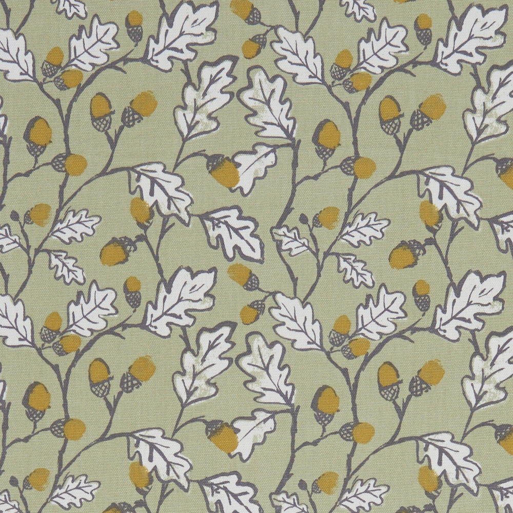 Acorn Trail Sage by Clarke And Clarke Fabric CLARKE & CLARKE LAND & SEA COTTON - 100% Turkey MEDIUM Horizontal: 6.77 and Vertical: 6.3 54 - Fabric Carolina -