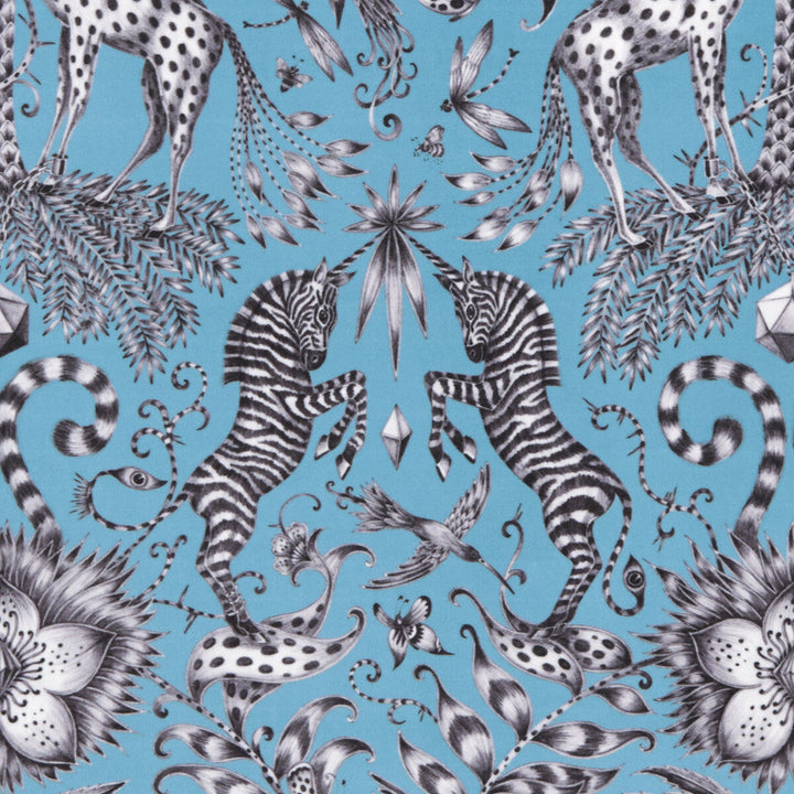 Kruger Velvet Teal by Clarke And Clarke Designer Fabric ANIMALIA BY EMMA J SHIPLEY FOR C&C POLYESTER - 100% Spain HEAVY Horizontal: 13.78 and Vertical: 22.44 54 - Swanky Fabrics -