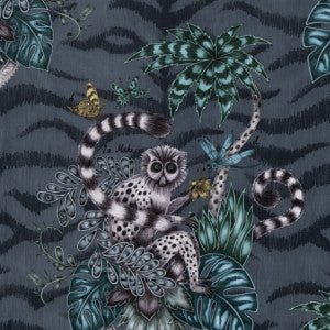 Lemur Velvet Navy by Clarke And Clarke Fabric