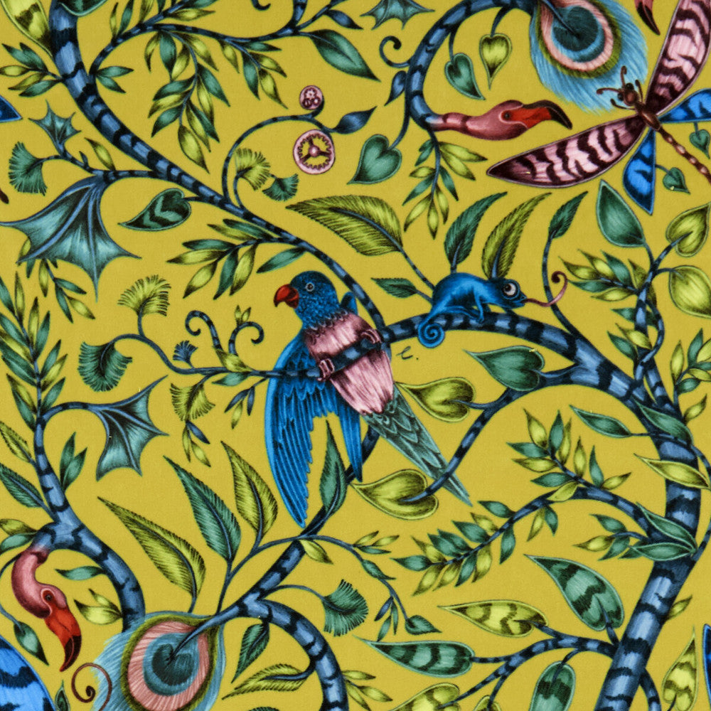Rousseau Velvet Lime by Clarke And Clarke Designer Fabric ANIMALIA BY EMMA J SHIPLEY FOR C&C POLYESTER - 100% Spain HEAVY Horizontal: 13.58 and Vertical: 27 54 - Swanky Fabrics -