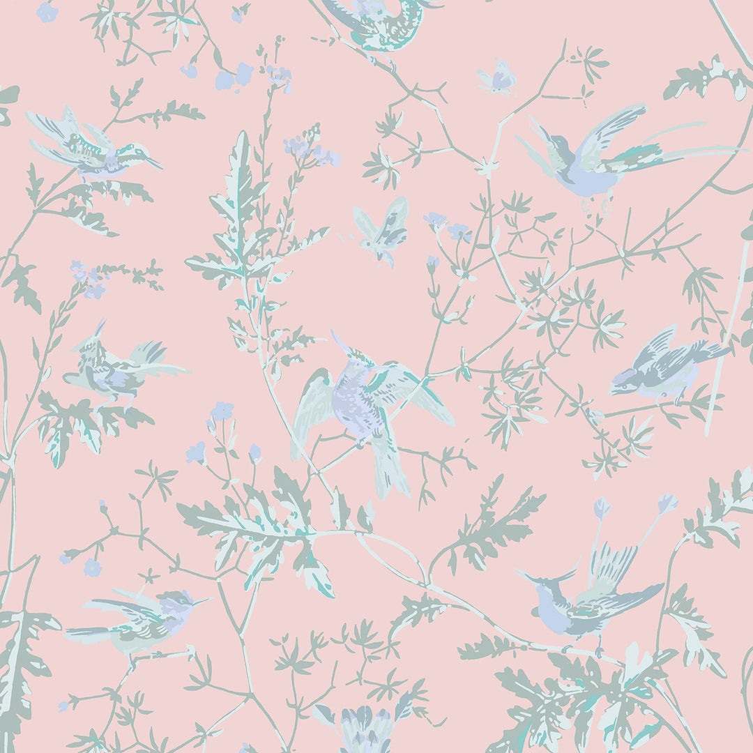 Hummingbirds Silk - Blush By Cole & Son Fabric