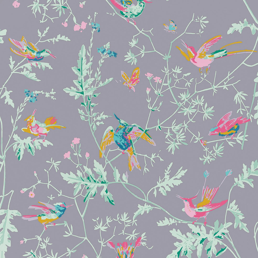 Hummingbirds Silk - Purple By Cole & Son Fabric