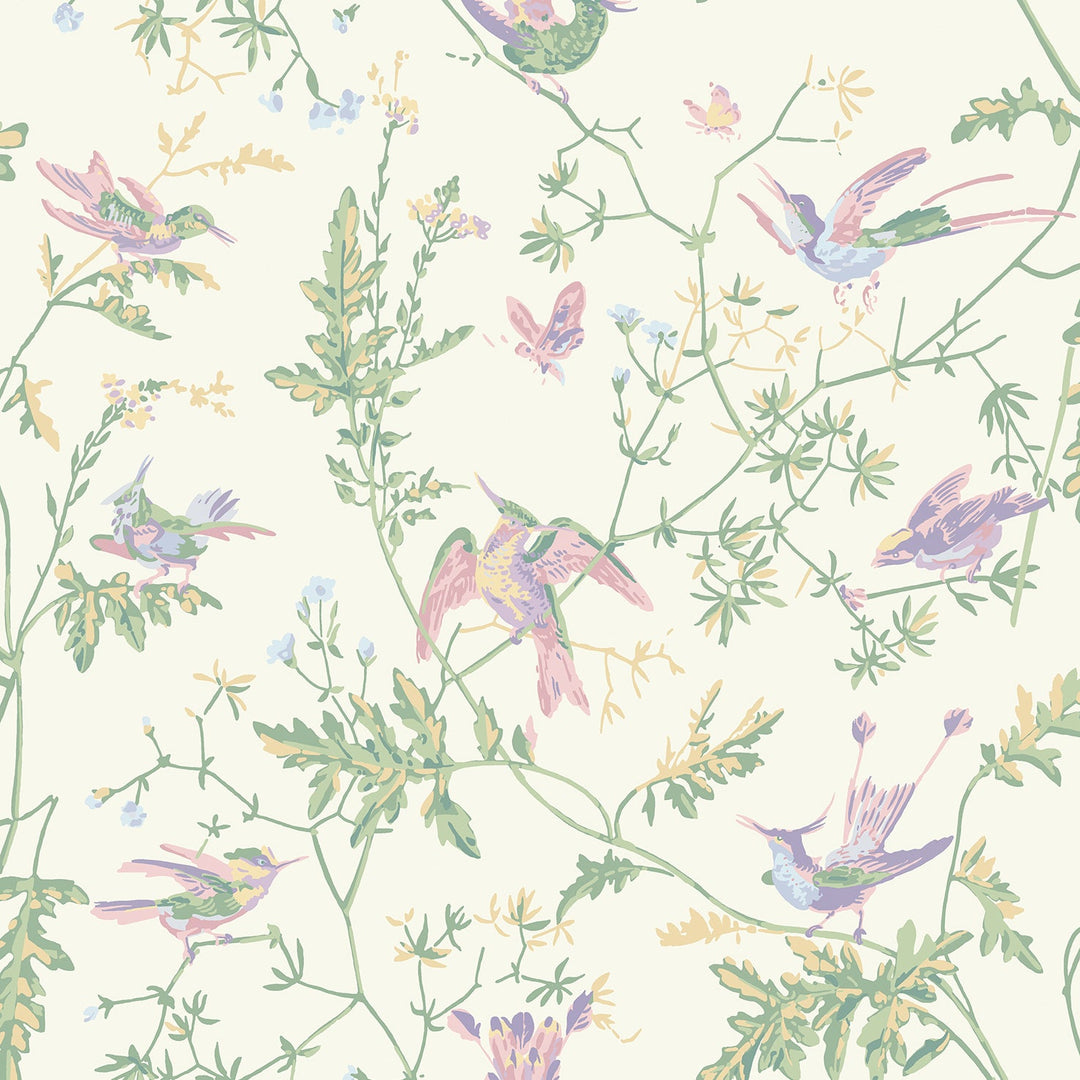 Hummingbirds Cotton Print - Blush/Sage By Cole & Son Fabric
