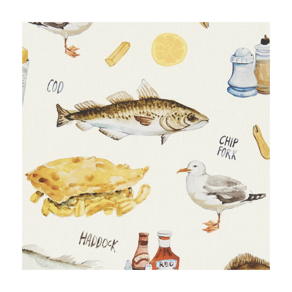 Chip Shop Cream by Clarke And Clarke Fabric CLARKE & CLARKE VILLAGE LIFE COTTON - 100% Spain MEDIUM Horizontal: 18.11 and Vertical: 16.54 55 - Fabric Carolina -