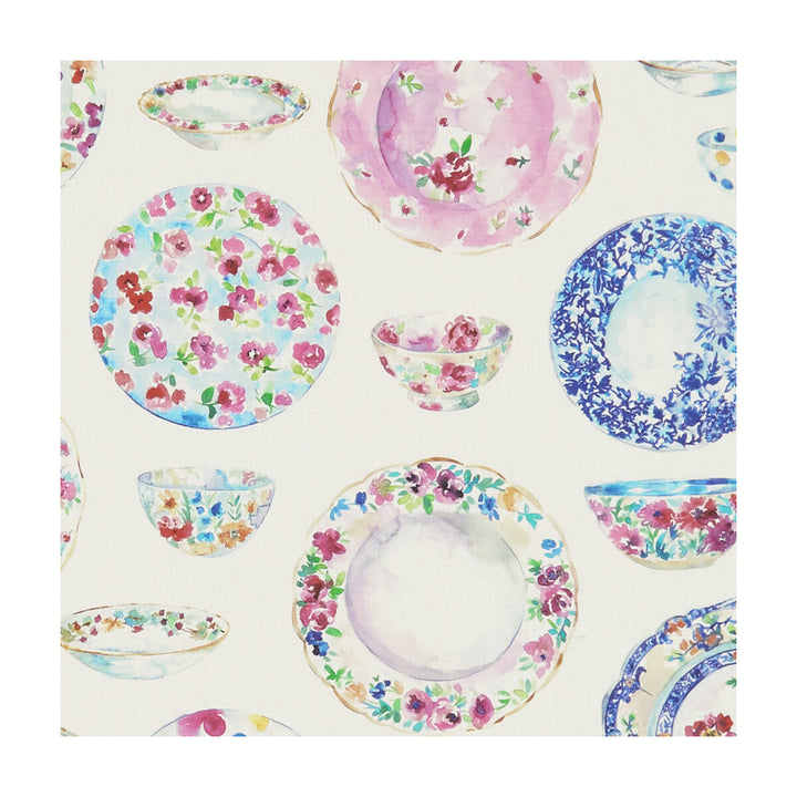 Crockery Cream by Clarke And Clarke Fabric CLARKE & CLARKE VILLAGE LIFE COTTON - 100% Spain MEDIUM Horizontal: 18.11 and Vertical: 16.54 55 - Fabric Carolina -
