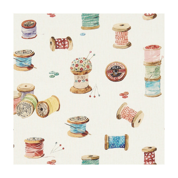 Sewing Cream by Clarke And Clarke Fabric CLARKE & CLARKE VILLAGE LIFE COTTON - 100% Spain MEDIUM Horizontal: 13.58 and Vertical: 12.4 55 - Fabric Carolina -
