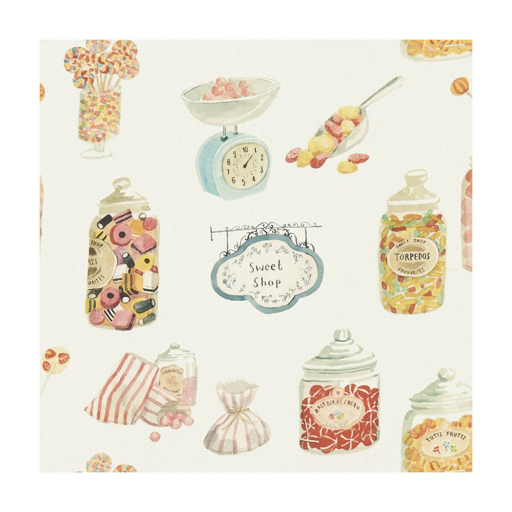Sweetshop Cream by Clarke And Clarke Fabric CLARKE & CLARKE VILLAGE LIFE COTTON - 100% Spain MEDIUM Horizontal: 13.58 and Vertical: 12.4 55 - Fabric Carolina -