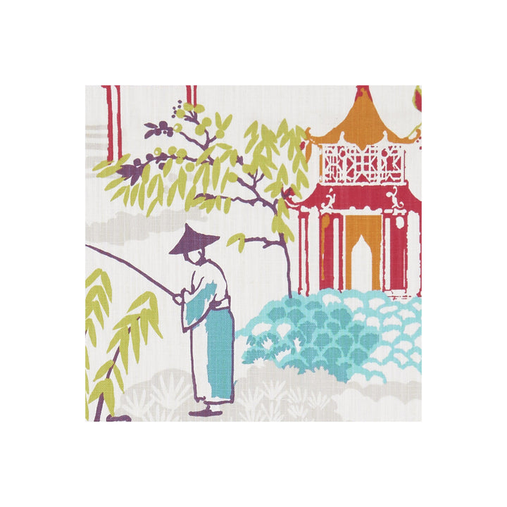 Pagoda Summer by Clarke And Clarke Fabric CLARKE & CLARKE ORIENTAL GARDEN COTTON - 90%;LINEN - 10% United Kingdom MEDIUM Horizontal: 26.77 and Vertical: 25.2 54 - Fabric Carolina -