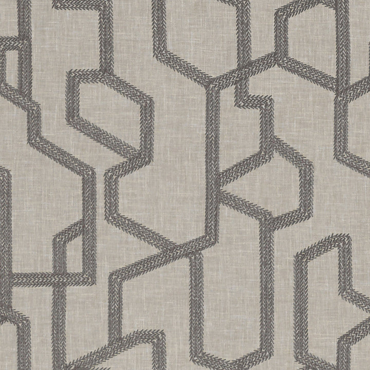 Labyrinth Charcoal by Clarke And Clarke Designer Fabric CLARKE & CLARKE EXOTICA POLYESTER - 52%;COTTON - 48% India Horizontal: 12.875 and Vertical: 12.5 54 - Swanky Fabrics -