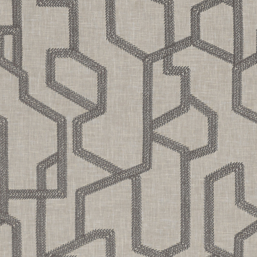 Labyrinth Charcoal by Clarke And Clarke Fabric CLARKE & CLARKE EXOTICA POLYESTER - 52%;COTTON - 48% India - Horizontal: 12.875 and Vertical: 12.5 54 - Fabric Carolina -