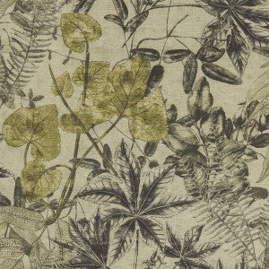 Madagascar Charcoal/Charteuse by Clarke And Clarke Fabric