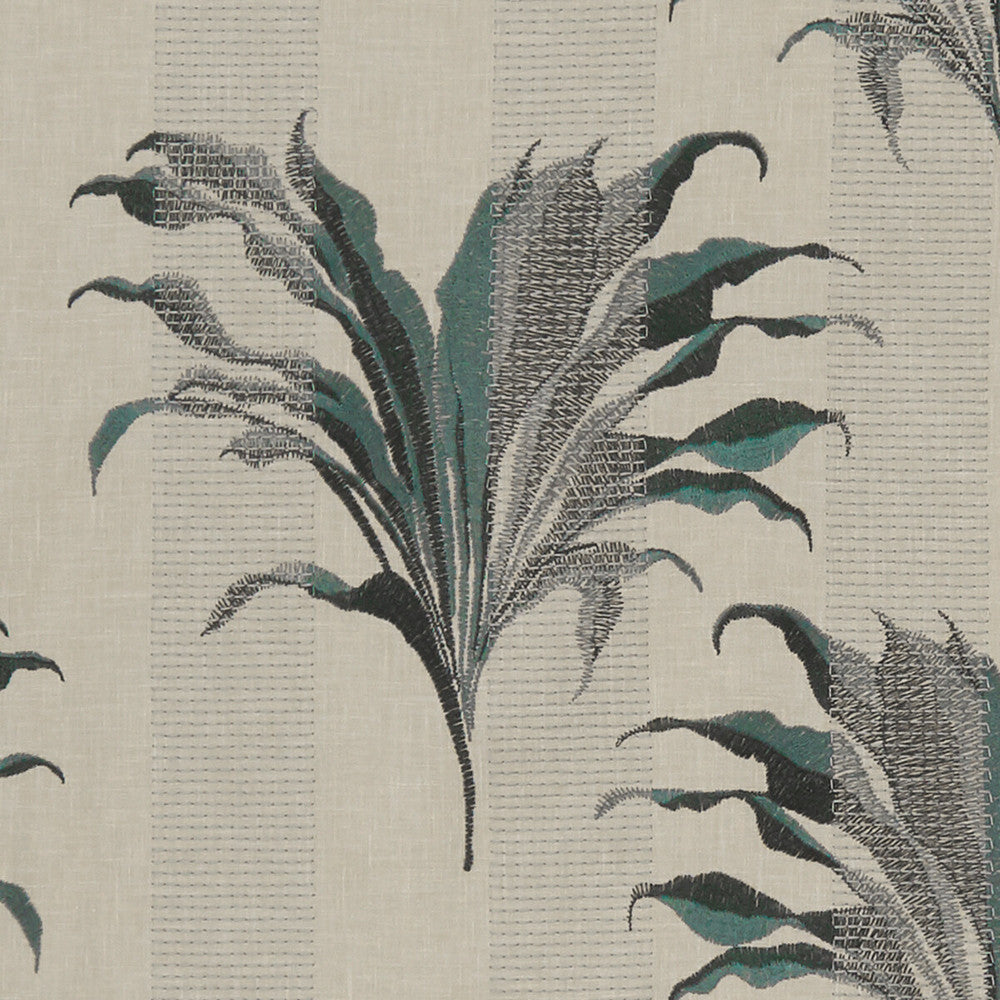 Palma Kingfisher by Clarke And Clarke Designer Fabric CLARKE & CLARKE EXOTICA POLYESTER - 52%;COTTON - 48% India Horizontal: 17 and Vertical: 12.875 54 - Swanky Fabrics -