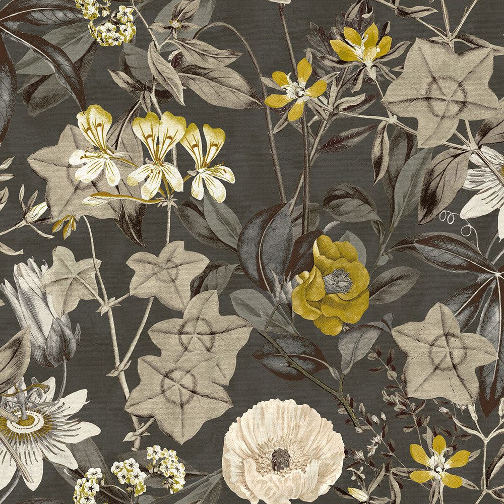 Passiflora Charcoal by Clarke And Clarke Fabric Clarke And Clarke Fabric Passiflora CharcoalFabric CLARKE & CLARKE EXOTICA POLYESTER - 100% India </p><p>Repeat: H: 54, V: 27 54.75 - Fabric Carolina -
