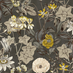 Passiflora Charcoal by Clarke And Clarke Fabric