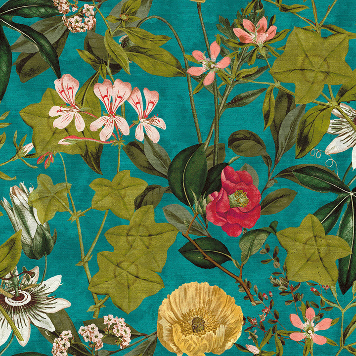 Passiflora Kingfisher by Clarke And Clarke Designer Fabric CLARKE & CLARKE EXOTICA POLYESTER - 100% India HEAVY Horizontal: 54 and Vertical: 27 54.75 - Swanky Fabrics -