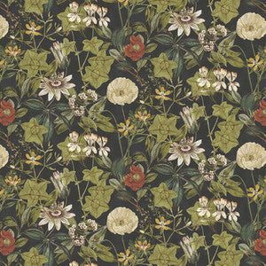 Passiflora Noir Velvet by Clarke And Clarke Fabric