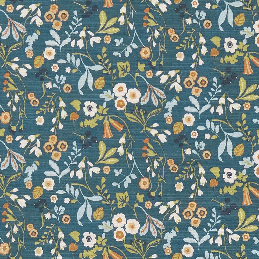Ashbee Denim/Spice by Clarke And Clarke Fabric CLARKE & CLARKE SHERWOOD COTTON - 100% Turkey MEDIUM Horizontal: and Vertical: 54 - Fabric Carolina -